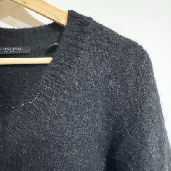 ALL SAINTS Ziggi V-Neck Sweater Women's Size Small Black/Chalk White Alpaca Bld - Picture 3 of 6